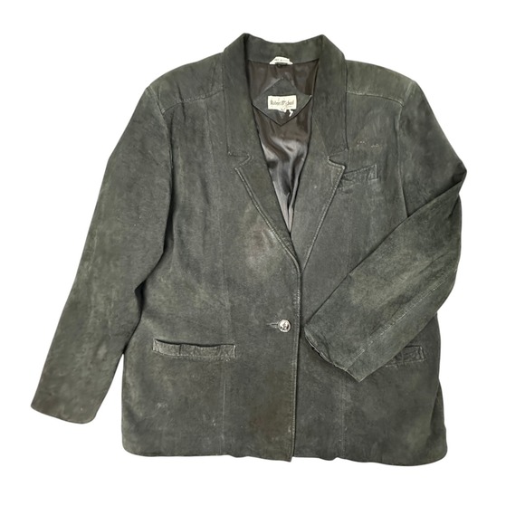Robert Michael Jackets & Blazers - Robert Michael Jacket Womens 22W Black Suede Blazer Lined Button Front Plus Size